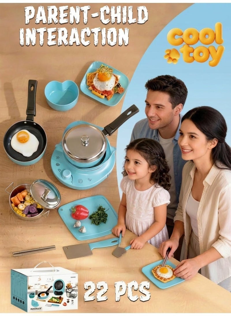 Joudiplay 22 pcs A mini kitchen set for real cooking - the complete little chef's playset for kids and babies to learn and play - Image 2